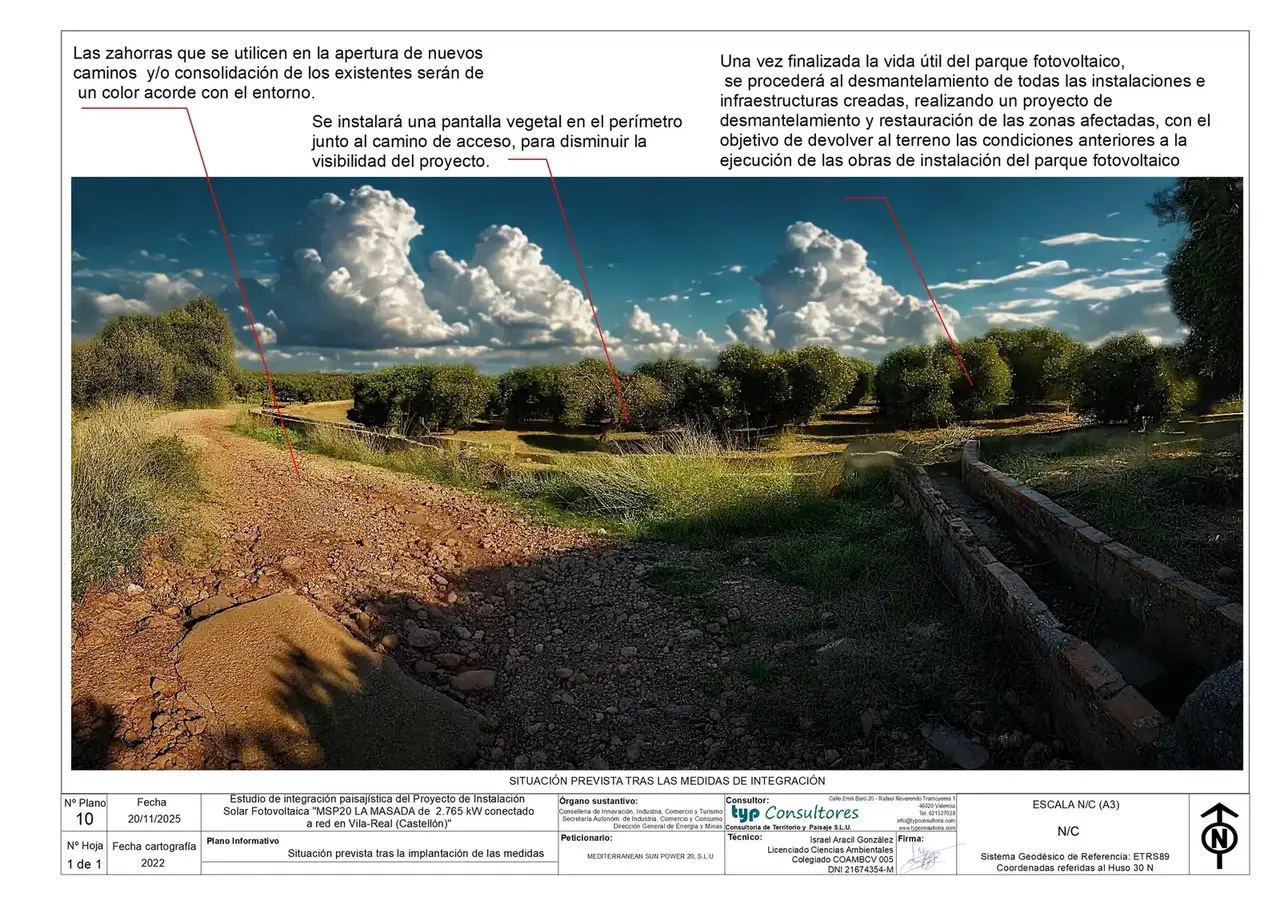 Programa de medidas de integración paisajística. Planta solar MSP20 La Masada
