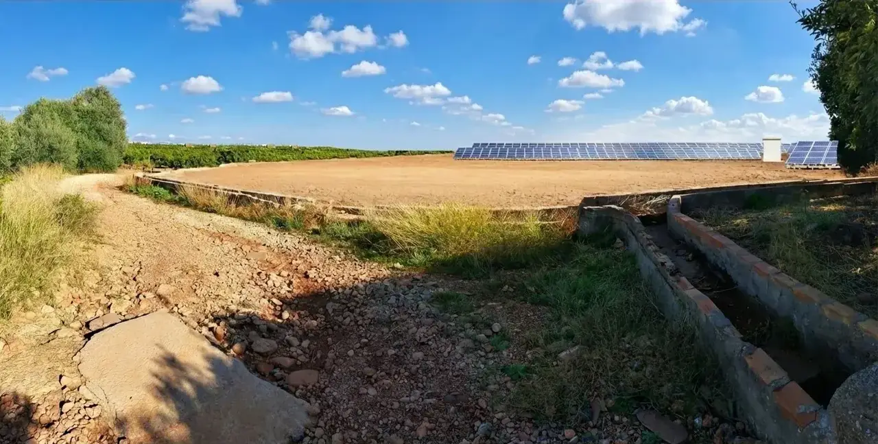 Simulación visual de la implantación proyectada. Planta solar MSP20 La Masada